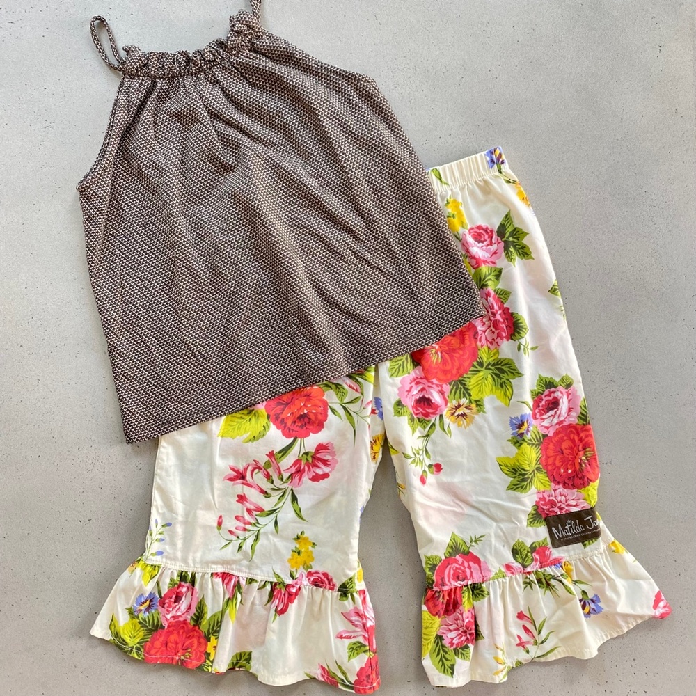 Matilda Jane Hammond Bay Delilah Floral Ruffle Pants Size 6 - Picture 3 of 3